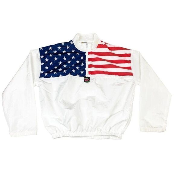 Vintage Other - Vintage Surf Style American Flag Jacket Pull Over Windbreaker Pockets